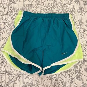 Nike Dri Fit Women's Teal and Lime Athletic Shorts